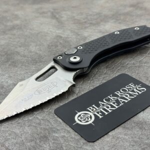 Microtech Stitch - A S/E Stonewash Full Serrated 169-12