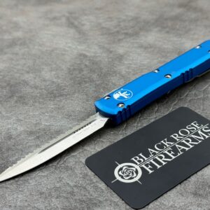 Microtech Ultratech D/E Blue Satin Full Serrated 122-6 BL