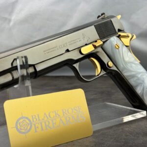 24K Gold Accented Colt Government .45ACP 1911 Pistol Mirror Finish Black Chrome with Pearlized Grips