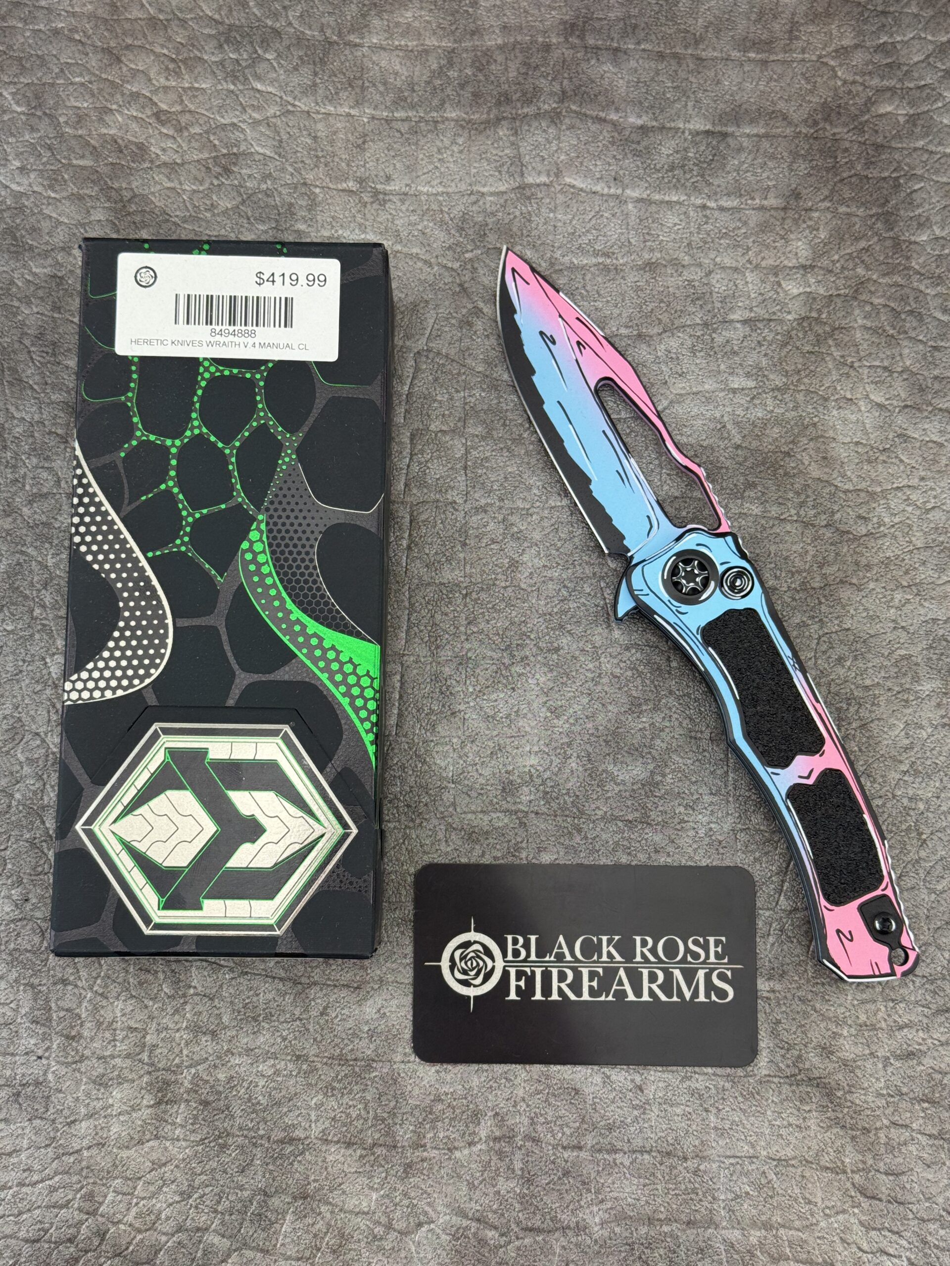 Heretic Knives Wraith V.4 Manual Clip Point Cotton Candy Cel
